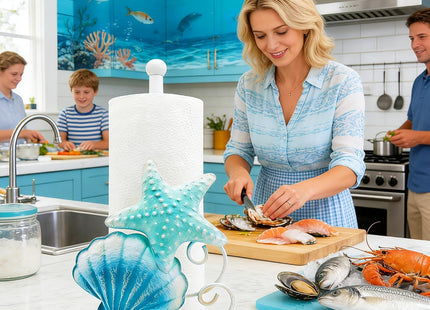 Coastal Paper Towel Holder Coastal Kitchen Decor Beach Kitchen Decor Beach Decorations for Home Starfish & Shell 3D Metal Paper Towel Holder Countertop