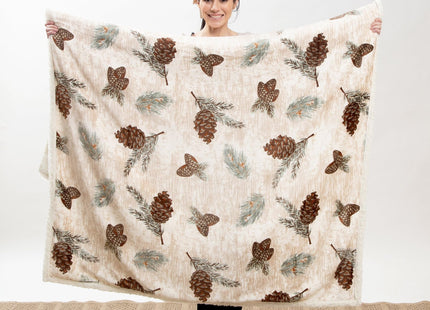 Carstens, Inc. Ultra Premium Super Soft Plush Sherpa Fleece Oversized Throw Blanket 54" x 68", Pinecone