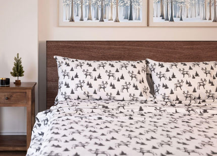 Featherhead 100% Cotton Flannel Sheet Set | Double-Brushed for Extra Softness, Warm & Breathable, Extra Deep Pockets fits Up to 17” (Moose, Queen)