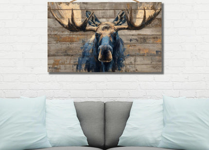 Personalized Moose Wall Decor Rustic Wooden Plaque Cabin Wildlife Artwork