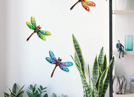 Yonivexis Metal Dragonfly Wall Decor Outdoor wall Art Hanging Decorations Living Room Bedroom Fence Dragonfly Garden Decor, Style1