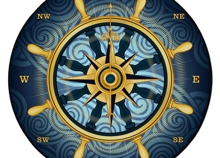 keepcute 6 ft Round Compass Rose Area Rug Nautical Non Slip Floor Mat