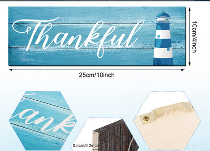 Yookeer 3 Pieces Thankful Grateful Blessed Wooden Signs, Coastal Style