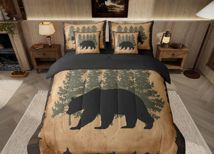 Feelyou Cabin Rustic Bear Comforter Set Queen Size Soft 7 Pieces Farmhouse