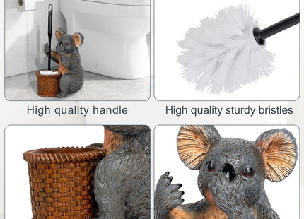 Whimsical Koala Toilet Brush Holder Set - Unique Cub Shape Decorative Bathroom Cleaning Kit for Cabin Owners, Koala-Themed Home Decor, Cozy Cabin Gifts