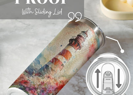 Onebttl Lighthouses Gifts for Lighthouse Lovers on National Lighthouse Day, Birthday and Chirstmas, 20 oz Insulated Stainless Steel Tumbler - Wave
