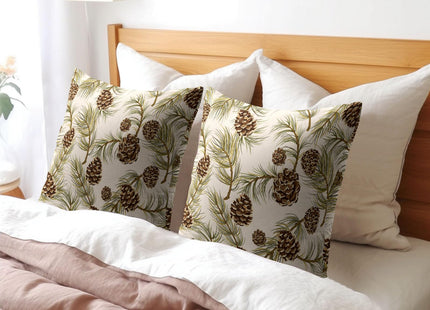 Ancordivo Winter Pine Cone Pillow Covers 18x18 Inch Set of 2 Christmas Theme Pinecone Plant Outdoor Throw Pillows Rustic Xmas Holiday Pillowcases for Couch Sofa Bed Home Decor