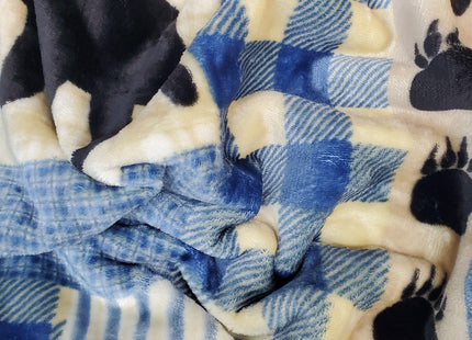 Virah Bella Cabin Flannel Sherpa Throw Blanket for Couch - 50" x 60" - Black Bear Plaid Flannel Blanket