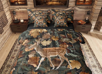 Feelyou Hunting Camo Deer Full Comforter Set with Sheets for Kids Boys Girls Wild Animal Hunting 7 Pieces Bedding Set Realistic Tree Leaves Bed in a Bag Western Cabin Decor Soft Lightweight Microfiber