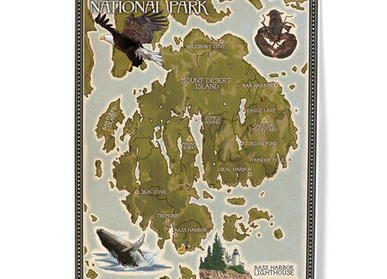 Lantern Press Acadia National Park, Maine, Map, 8x12 Inch Art Print Wall Decor