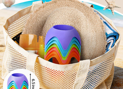 Uarzt Beach Cup Holders for Sand (7 Pack) | Beach Vacation Essentials Drink Holders, Sand Coasters for Drinks & Phones, Portable Beach Accessories Must Haves for Women, Family Travel & Summer Gifts