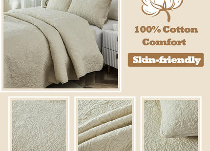 Brandream White Quilts King Size 100% Cotton Quilt Set Coastal Bedding Seashell Starfish Matelasse Coverlet Set Beach Themed Quilt Bedding Set 3-Piece