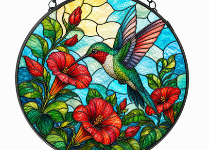 Hummingbird Stained Glass Sun Catcher Window Hanging