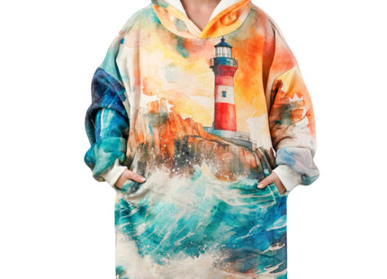 Huglanket Lighthouse Gifts Wearable Blanket Hoodie, Oversized Wearing Blanket for Lighthouse Lovers