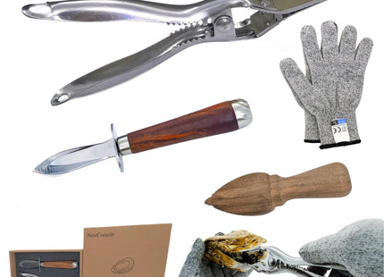 Oyster Shucking Knife Set, Plier + Knife + Level 5 Gloves + Citrus Press