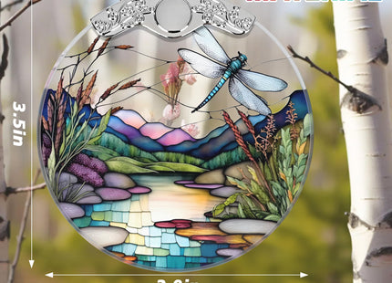 Christmas Stained Glass Dragonfly Ornament - Home Decor - Holiday Present Ideas - Gift Exchange - Fluttering Dragonfly