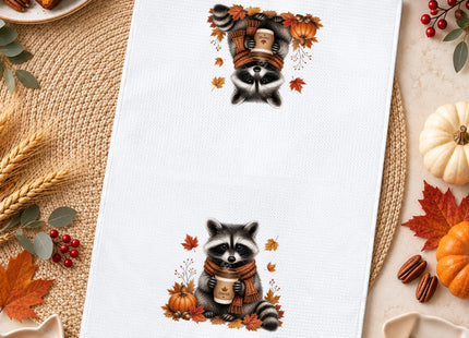 OINDADE Raccoon Decor Fall Halloween Kitchen Towels, Raccoon Hand Towels
