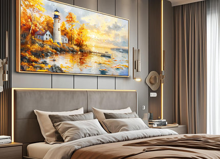 Ocean Beach Canvas Wall Art for Bedroom Lighthouse Seascape Painting 30x60