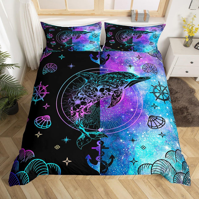 Feelyou Dolphin Ocean Duvet Cover Set Girls Twin