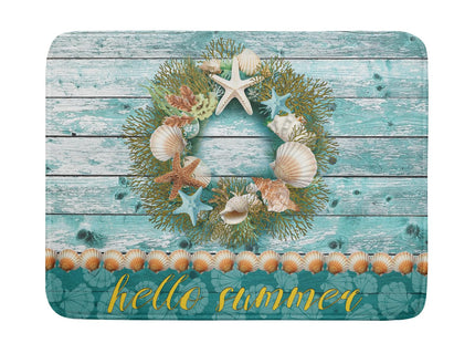 Coastal Wreath Dish Drying Mat 18x24 inch Starfish Shell Absorbent Microfiber Dish Rack Mats Drainer Pad Kitchen Countertop Accessories