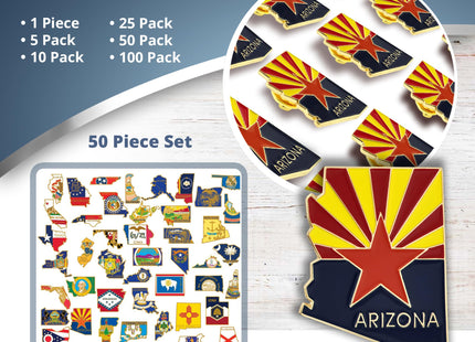 PinMart Maine Shape Flag Lapel Pin – Complete United States of America Pin Set – Gold Plated Enamel US State Shirt Pins – Great Commemorative/Promotional Gift -10 Pack