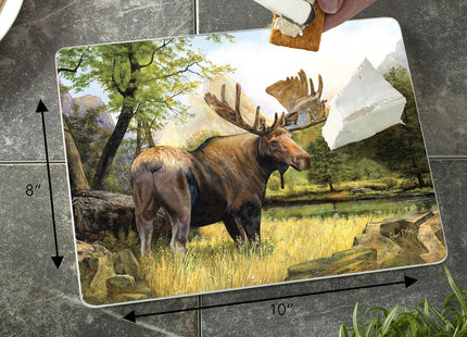 CounterArt Tranquil Moose 3mm Tempered Glass Cutting Board 10" x 8"