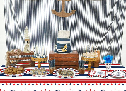 Nautical Party Decorations, Anckor Theme Birthday Supplies with Plates, Napkins, Nautical Tablecloth Forks for Kids Birthday Sailor Party Baby Shower (40)