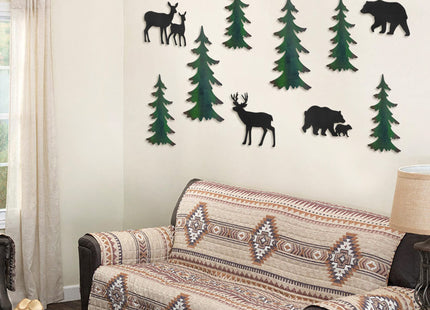 Limygus 5 Pieces Deer Pine Forest Metal Wall Art, Indoor Outdoor Hanging Decor for Bedroom Office Home