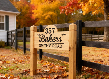 Personalized Outdoor Wood Decor Custom Family Name Wood Cabin Sign with Posts Engraved Wooden Address Sign Outdoor Camping Signs Housewarming Gift