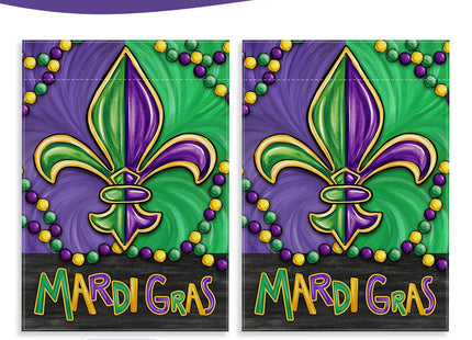 Covido Welcome Mardi Gras Crayfish Decorative Garden Flag, Lobster Mask Fleur De Lis New Orleans Carnival Yard Outside Decorations, Masquerade Burlap Outdoor Small Home Decor Double Sided 12 x 18