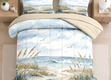 Zzzboro Full Size Comforter Set with Sheets, 7 Pieces Beach Coastal Bedding