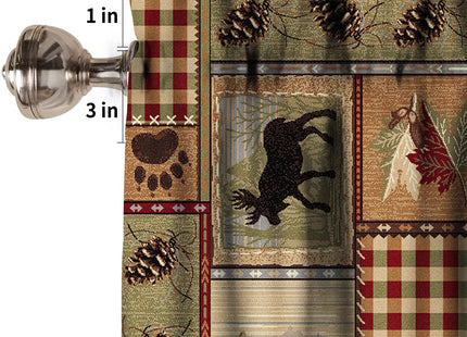 GoDazzling Retro Rustic Kitchen Curtain Valance, Animal Moose Deer Bear Duck Leaf Tree Country Farmhouse Style Window Valance, for Bedroom Living Room Cafe Bathroom W54xL18in 1 Panels