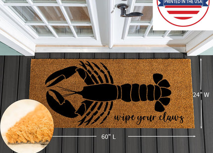 Evergreen Nature Coir Doormat, 2'x5' Large Welcome Mats for Double Doors, Outdoor Indoor Entrance Rug, Non-Slip Front Door Mat for Beach House Porch Patio (Lobster, 60"x24")