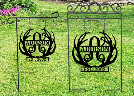 Personalized ACM Metal Sign Deer Antler Decorations Rustic Home Wall Decor