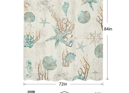 Starfish Seashell Shower Curtain Set Nautical Ocean Beach Bathroom Decor