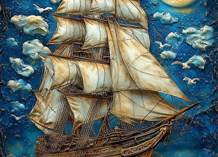 500 Piece Jigsaw Puzzles Vintage Sailboat Moon Ocean for Adults 14+