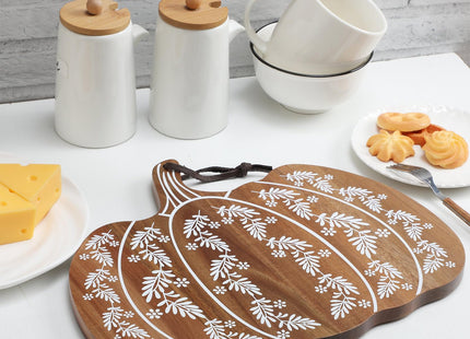 BrightRow Pumpkin Shaped Cutting Board, Acacia Wood Serving Board