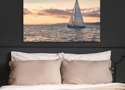 TAR TAR STUDIO Sailboat Ocean Canvas Wall Art - Large Nautical Print Coastal Sailing Ship Decor Seascape Beach Artwork for Bedroom Living Room 45x30in