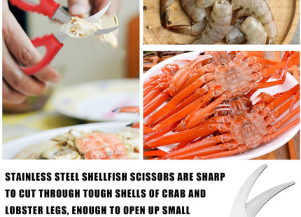 Gisafai 12 Pcs Kitchen Seafood Scissors for Crab Bulk,Leg Scissors Multifunctional Stainless Steel Shears Crab Leg Crackers Fish Shrimp Lobster tools for Kitchen Seafood Peeling