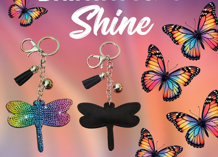 Popfizzy Rhinestone Dragonfly Keychain for Women, Animal Purse Charms, Dragonfly Gifts for Animal Lovers, Crystal Bag Charm