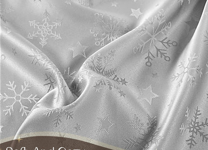 Romanstile Silver Christmas Jacquard Rectangle Tablecloth with Snowflake