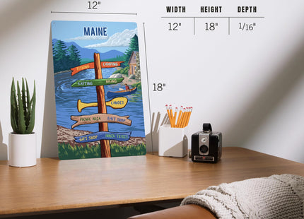 Lantern Press Maine, Signpost, River, 12x18 Inch Aluminum Sign, Indoor or Outdoor Use