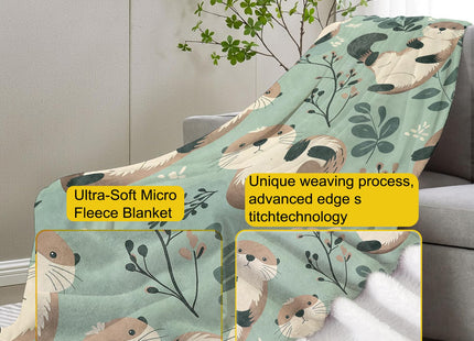 VANZEV Otter Fleece Blanket Gifts for Kids and Adults, Cute Animal Cozy Throw Blanket, Soft Warm Plush Otter Blanket for Home Decor, 50x60 inches