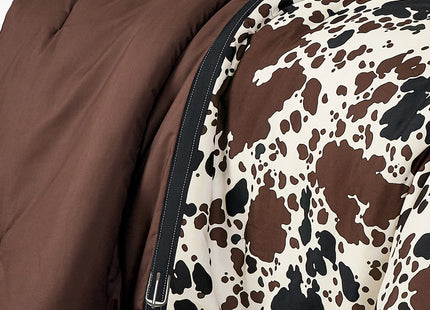 Cow Print Comforter Western theme cowboy Set Milk Cow Print brown black cream color ranch farmhouse rustic lodge Bedding Reversible matching pillow shams included western comforter set queen (Queen)