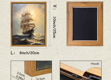 KBKBART Framed Vintage Canvas Wall Art, Sailboat Painting Prints 8x10inch