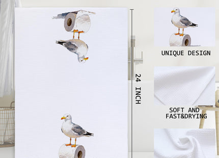 Cabana Bro Funny Seagull Bathroom Hand Towels, Seagull Gifts for Bird Lovers, Coastal Beach Sea Gull Decorative Hand Towels for Guest Bathroom Washroom, 16x24 Inch