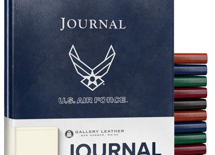 Gallery Leather Journal - Crafted in Maine, USA - Elegant Leather Writing Notebook with 192 Lined Pages - A Timeless Space for Your Thoughts - Acadia Navy - Air Force, 8x5.5, Desk Lined