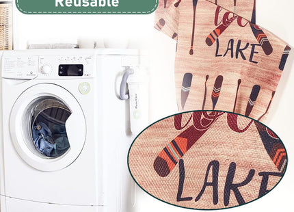 2Pcs Lake House Plastic Bag Holder for Kitchen Essentials, Reusable Hanging Grocery Bag Organizer, Washable Large Grocery Trash Bags Storage Dispenser Lake House Decor for the Home