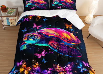 UEVBF Colorful Sea Turtle Comforter Set Queen Size with 2 Pillowcases.