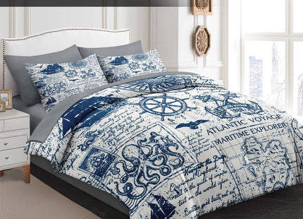 Pamnest Twin Comforter Set with Sheets, 5 Pieces Nautical Anchor Bedding